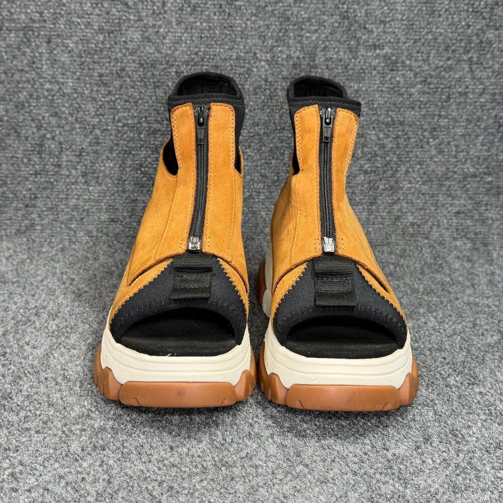 Timberland Adley Way Peep Tow Sneaker Women's 8.5 Wheat Leather Front Zip Sandal - Picture 2 of 11